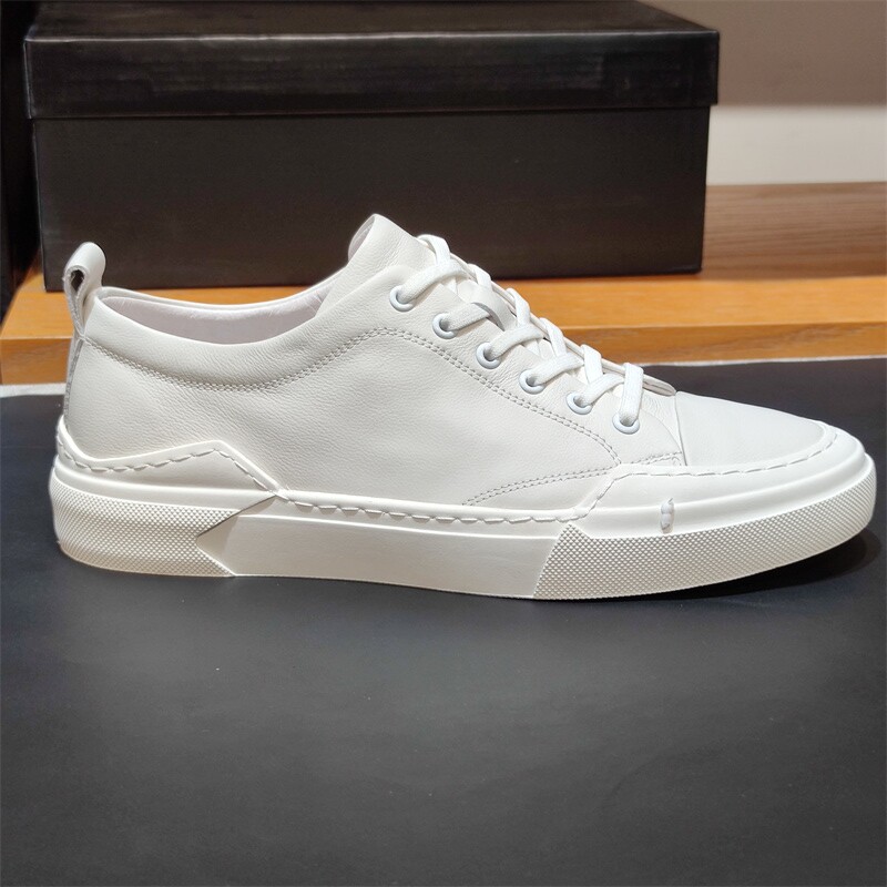 头层牛皮断码鞋特价捡漏真皮小白鞋男秋季新款系带休闲鞋青年潮鞋