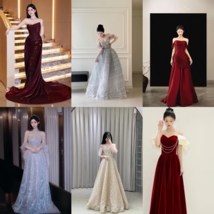 出租主持人年会晚会演出舞台晚礼服2025新款显瘦气质高端大合唱女