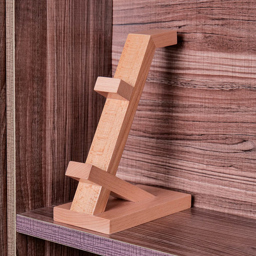 新款实木耳机支架桌面手柄收纳创意头戴耳机挂架榉木架木质展示架