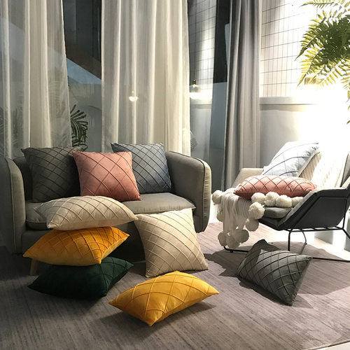 靠枕套天鹅绒北欧ins抱枕套靠垫轻奢抱枕沙发靠垫样板房软装