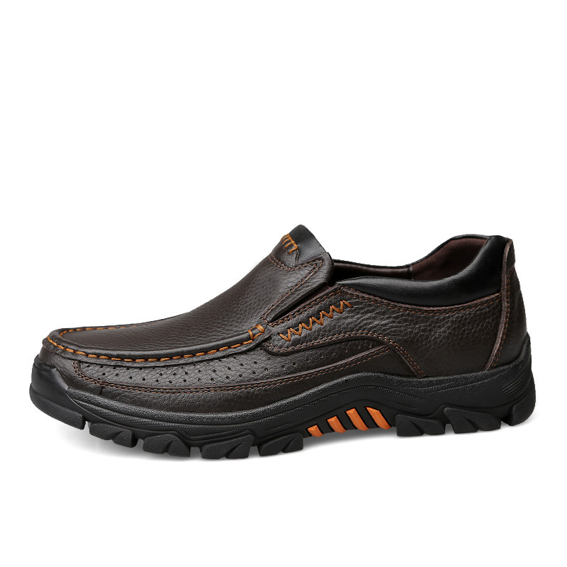 特大码皮鞋男中老年48镂空胖脚47加宽加肥46加大号爸爸鞋45