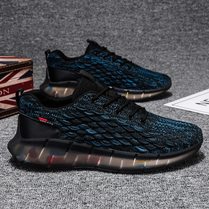 莆田椰子男鞋夏季透气运动网鞋男款飞织网面跑步休闲黑色老爹潮鞋