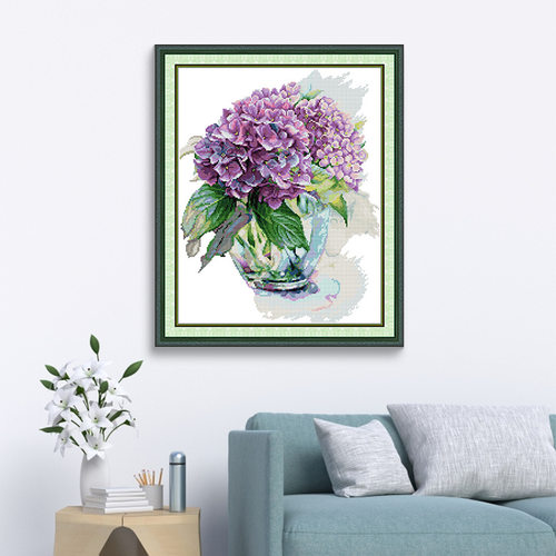 NKF新款 十字绣线绣花卉植物系列 绣球花二  雅致家居新款现代简