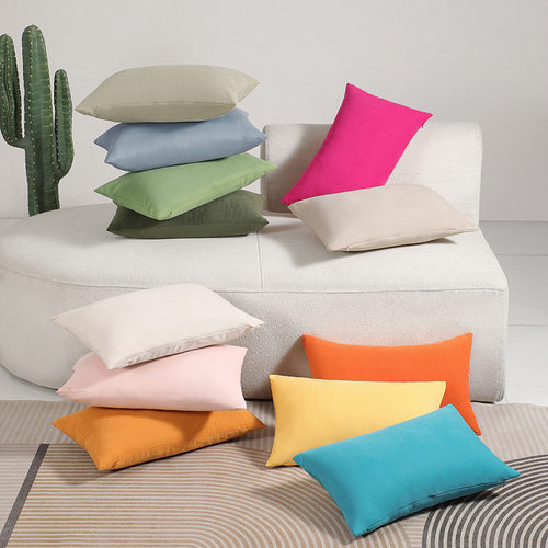 新款简约家居抱枕套 纯色系丽舒绒舒心绒清爽沙发飘窗抱枕套