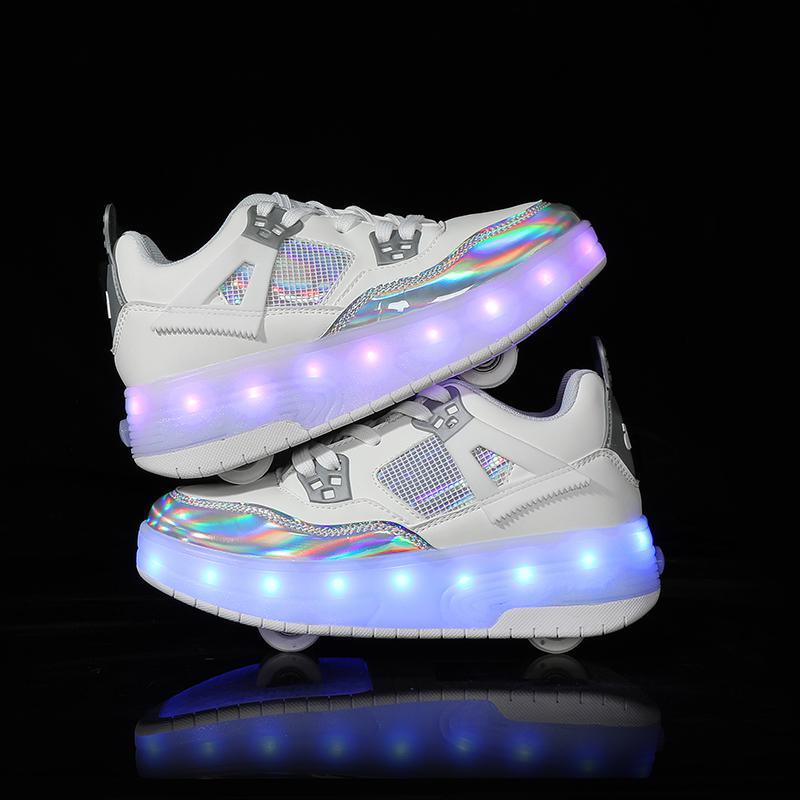 暴走鞋四轮滑轮鞋秋冬季儿童男童充电灯鞋运动溜冰鞋青少年女童鞋