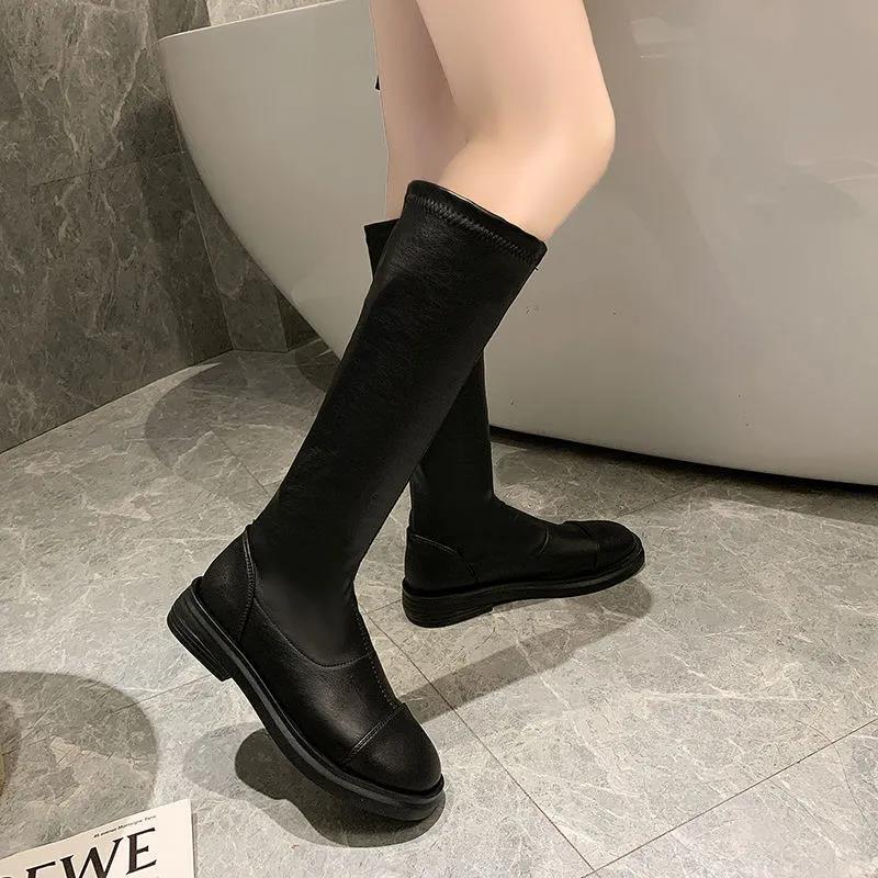 2021年秋冬季新款骑士靴弹力靴女皮靴不过膝靴长筒高筒靴瘦瘦靴潮