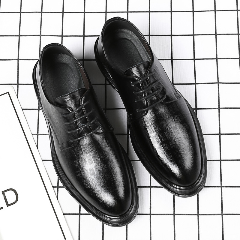 男士商务正装皮鞋男真皮透气英伦韩版休闲增高男鞋青年百搭皮鞋潮