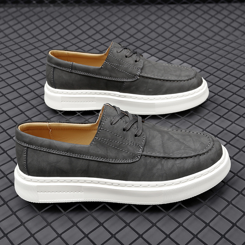 2025新款高端马皮男鞋春夏真皮透气软底板鞋手工复古商务休闲