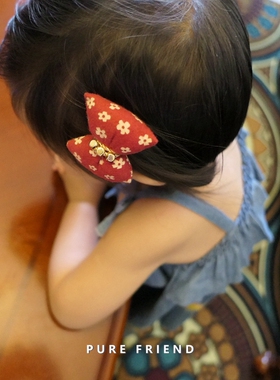 PureFriend胖蝴蝶结花朵亲子打折儿童妈妈宝宝母女可爱鸭嘴夹头饰