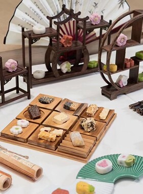 国风中式甜品台架子中秋婚礼宝宝宴商务寿宴摆台展示架