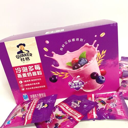 【山姆代购零食】桂格冷泡多莓燕麦奶昔粉冷热均可冲 满29包邮