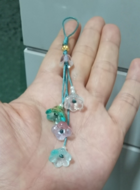 手工原创手机链包包链钥匙挂吊坠挂件 铃兰花挂扣崖柏包挂
