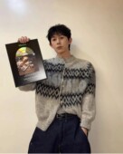 magli小众不对称菱格提花马海毛开衫 潮 kunst同款 潮针织衫 code