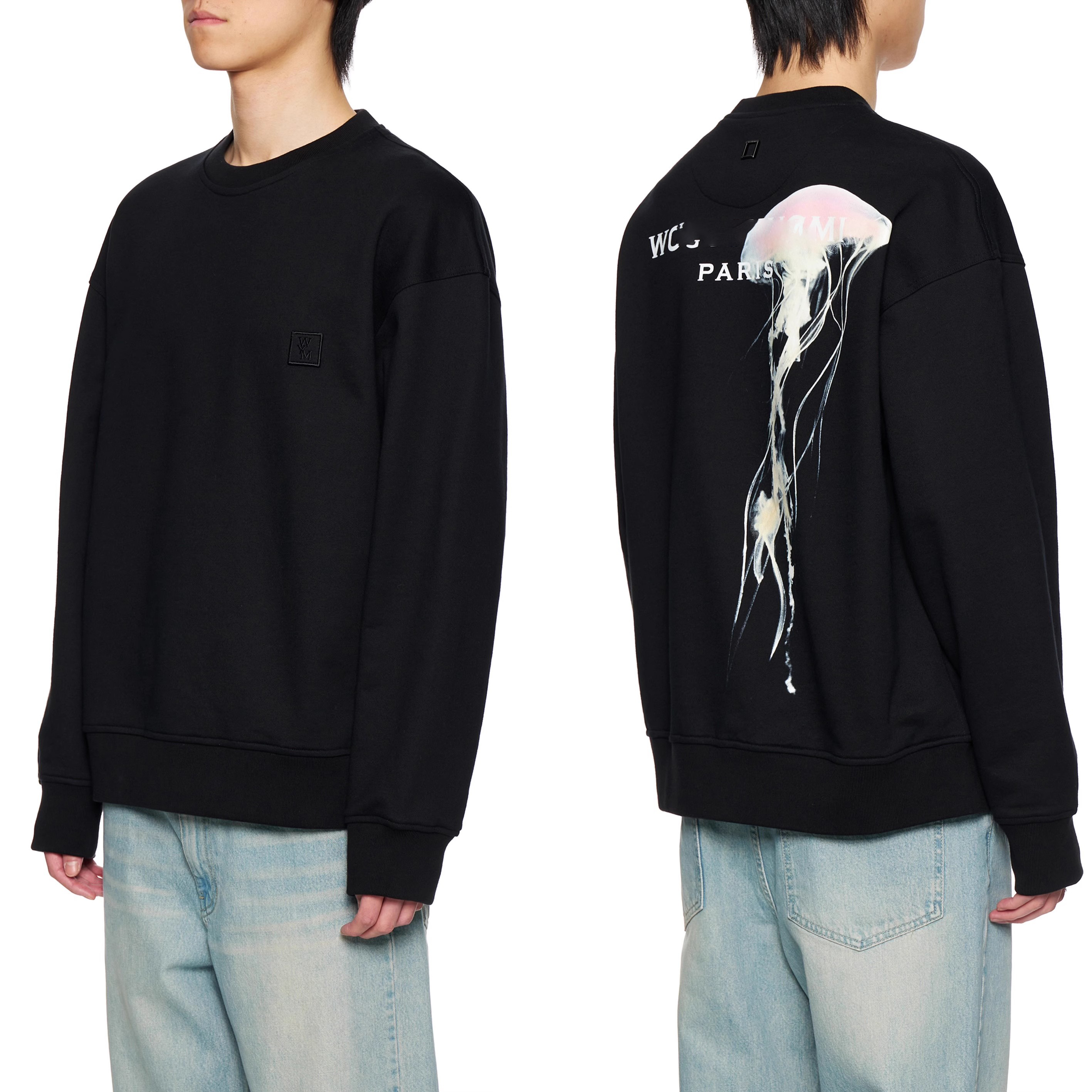 WY夜光水母宽松男女套头圆领纯棉卫衣