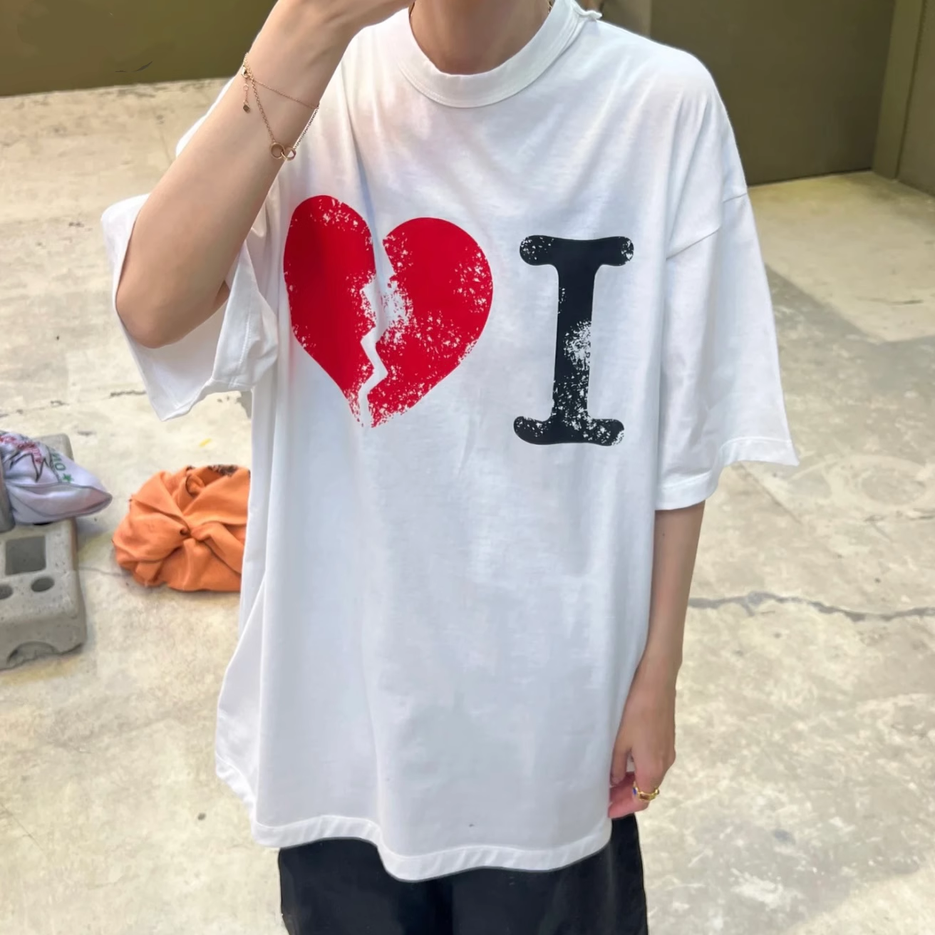 Magliano I Suffer破碎爱心印花小众解构男女宽松短袖T恤tee潮流