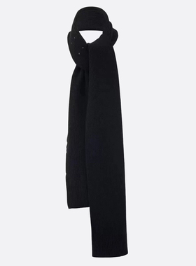 M风格通勤四角标纯色黑色围巾矩形Four-Stitch男女款针织围脖潮流