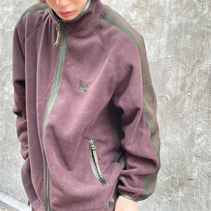 Needles track联名B蝴蝶刺绣摇粒绒休闲夹克外套宽松运动长裤