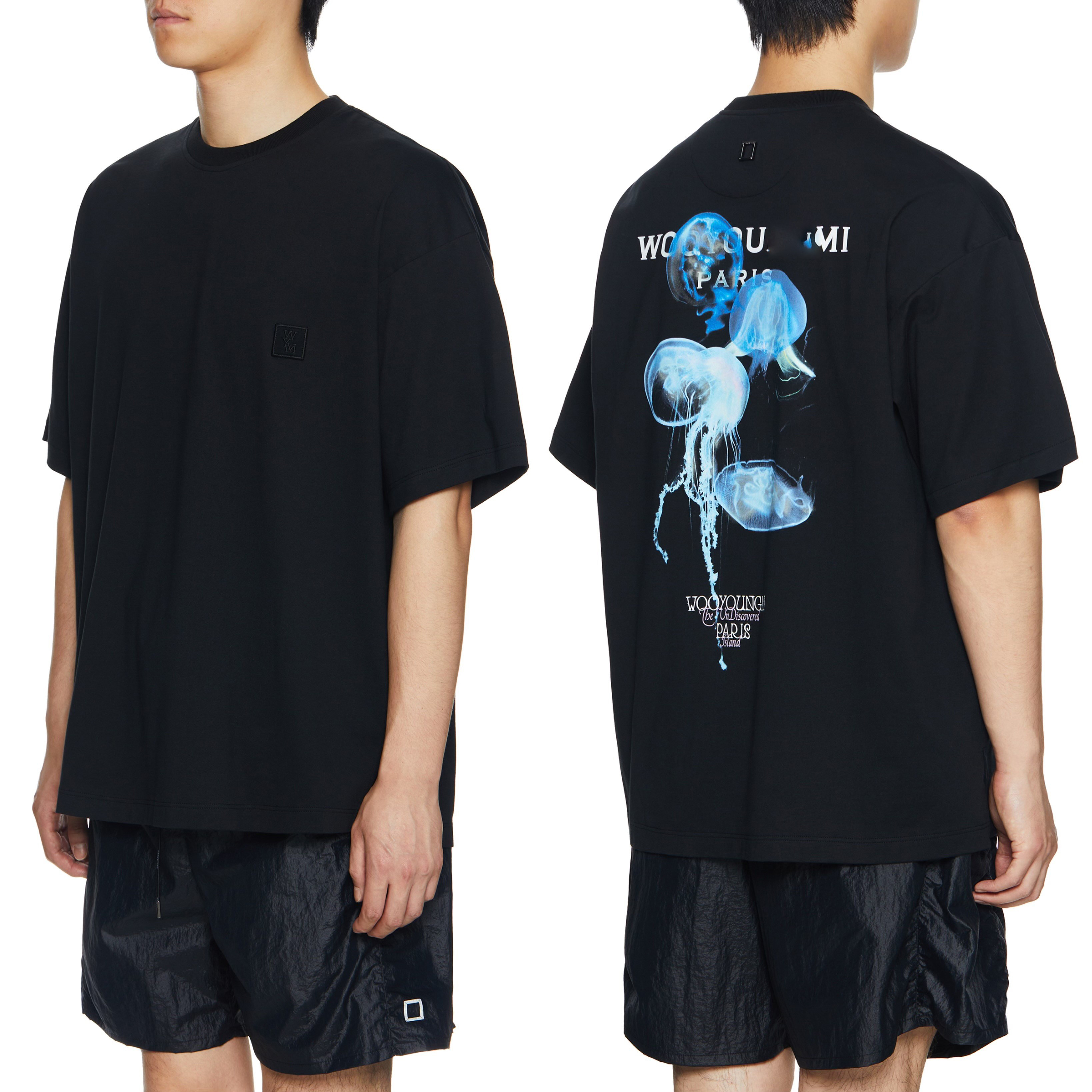 夜光水母 WYM 刺绣LOGO 宽松短袖T恤男女情侣