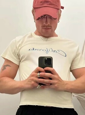 ERL美式复古Vintage加州california水洗破坏boxy轻薄短款T恤短袖