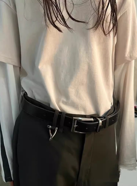 VUJADE 008 头层小牛皮真皮腰带简约cleanfit百搭荔枝纹皮带男女