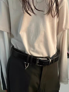 VUJADE 008 头层小牛皮真皮腰带简约cleanfit百搭荔枝纹皮带男女