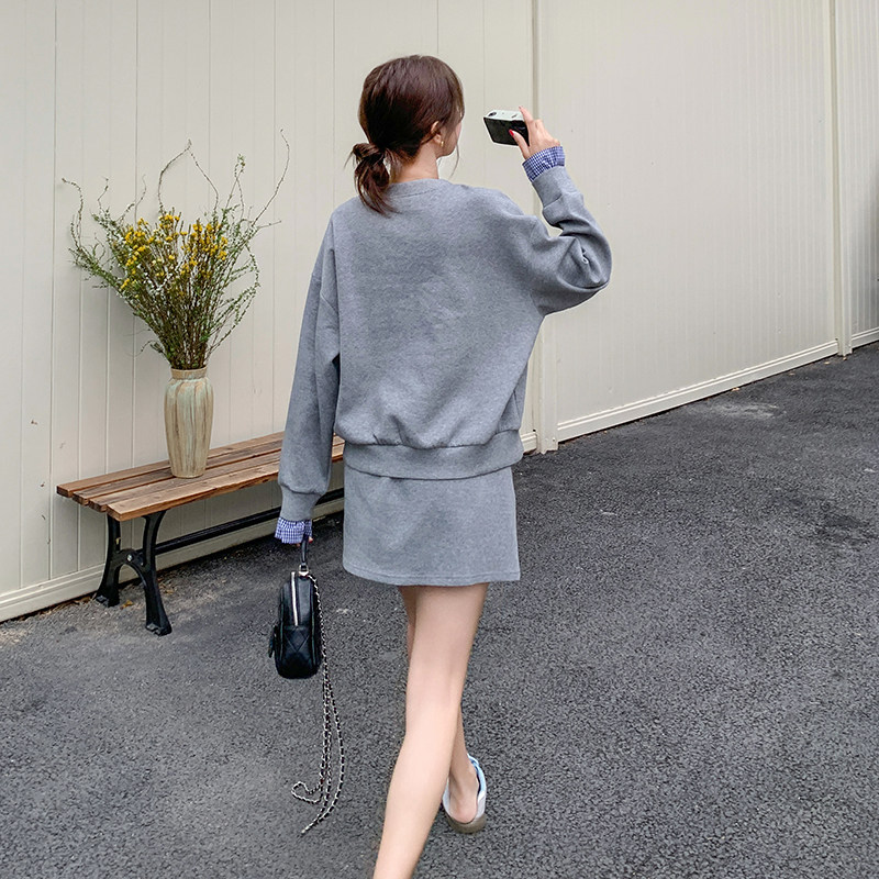 时尚休闲运动套装裙女2025春新款洋气减龄小个子卫衣半身裙两件套,女装套装/套裙,乔安迪