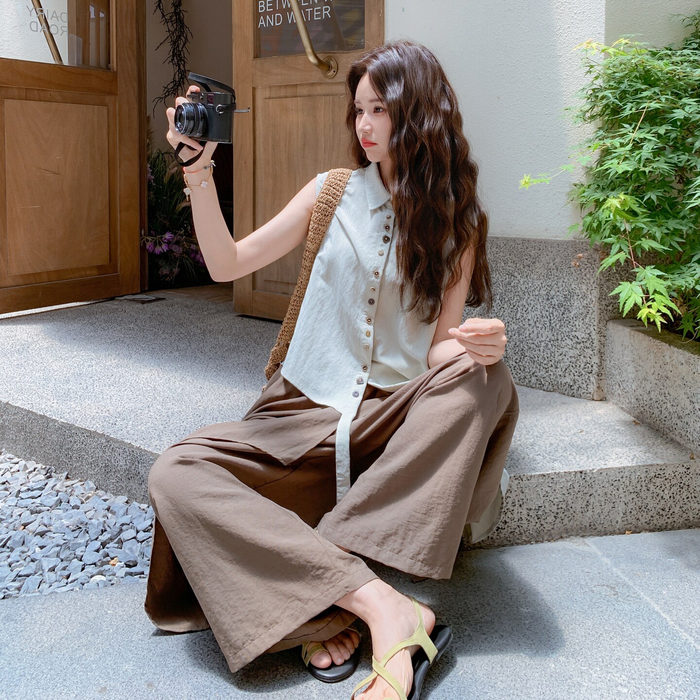 超火时髦穿搭不规则上衣配阔腿裤套装女夏2025新款减龄气质两件套,女装套装/套裙,乔安迪