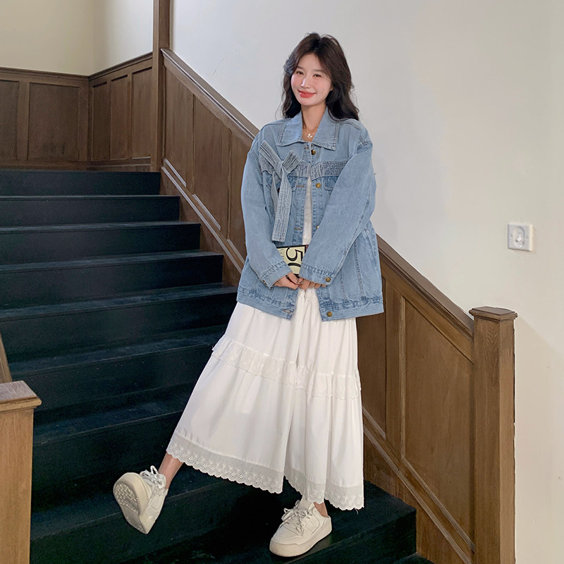 蓝色蝴蝶结牛仔外套女2025春季新款设计感超好看韩系百搭夹克上衣,女装短外套,乔安迪