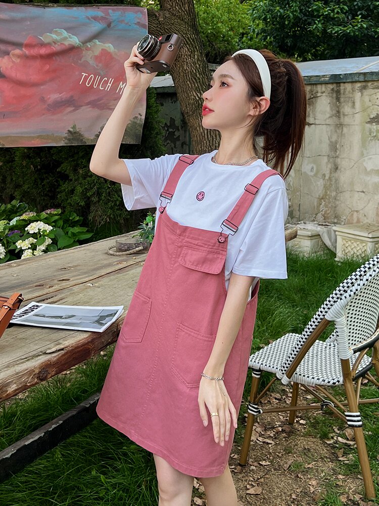 【】笑脸刺绣背带裙套装2292-P115-K168单裙P85-K138,女装套装/套裙,乔安迪