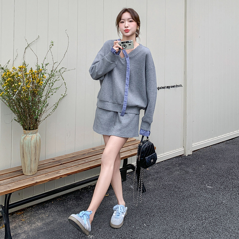 时尚休闲运动套装裙女2025春新款洋气减龄小个子卫衣半身裙两件套,女装套装/套裙,乔安迪