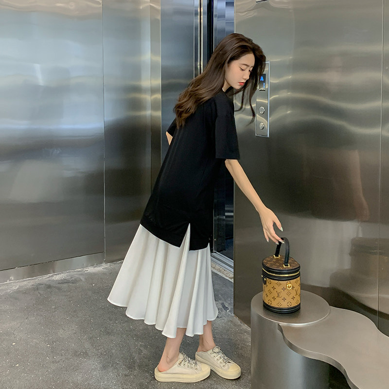 【22】大货已出黑白拼接显瘦连衣裙2052-P90-K138,女装连衣裙,乔安迪