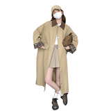 【现货】126-9812-P155K218中长款格子拼接设计风衣，女装风衣，乔安迪