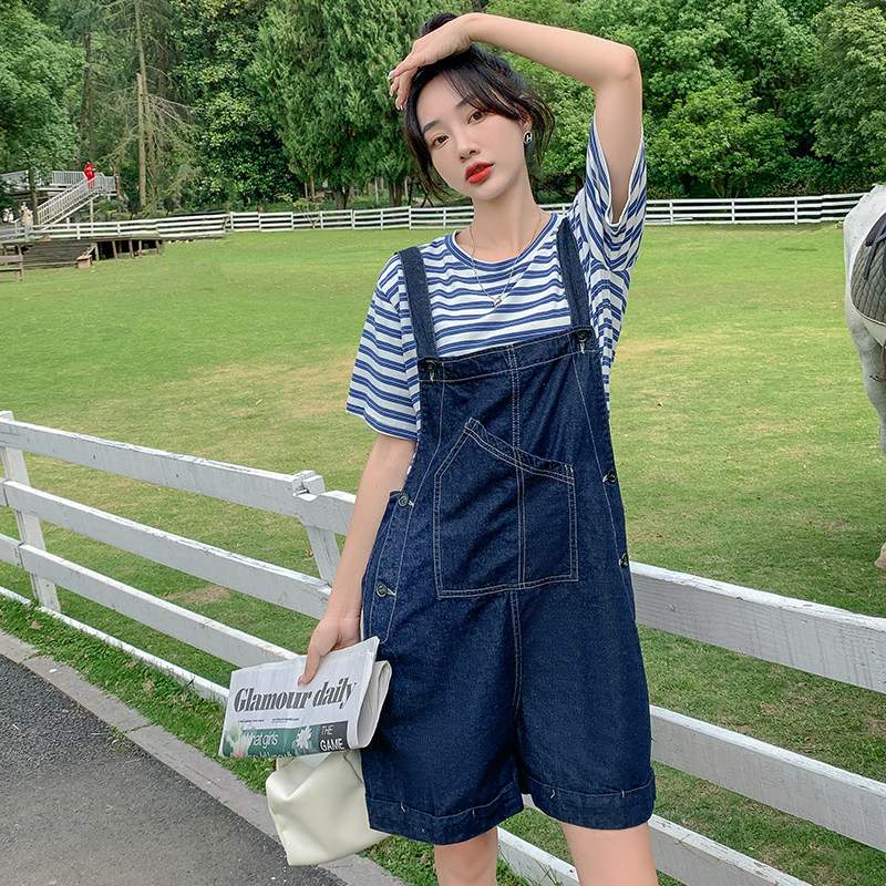 【】条纹T背带裤套装22100-P115-K168单背带裤P90-K138,女装牛仔裤,乔安迪