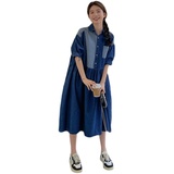 【】超薄牛仔拼接连衣裙22108-P120-K173，女装连衣裙，乔安迪