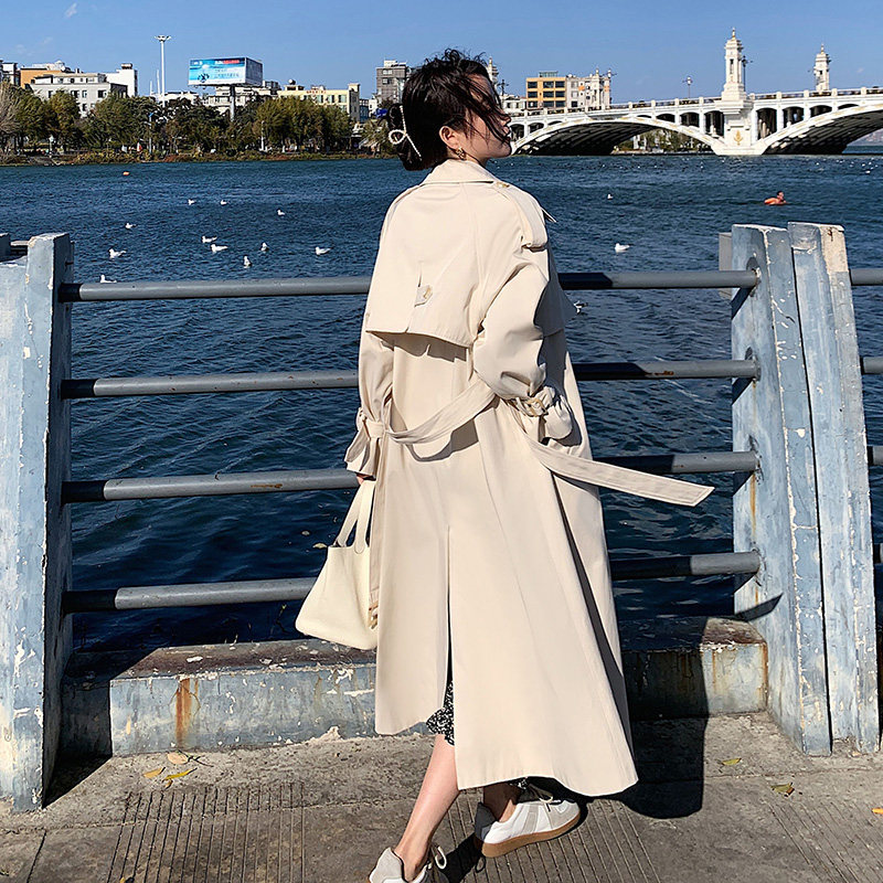 高级感超好看米白色风衣外套女春秋中长款2025年新款流行英伦大衣,女装风衣,乔安迪