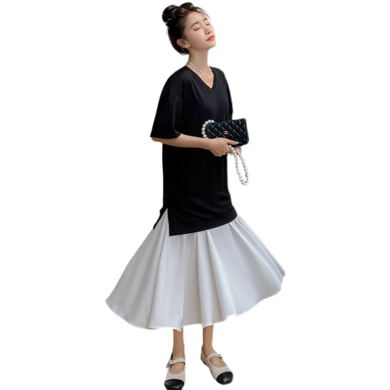 【22】大货已出黑白拼接显瘦连衣裙2052-P90-K138,女装连衣裙,乔安迪