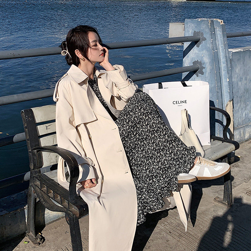 高级感超好看米白色风衣外套女春秋中长款2025年新款流行英伦大衣,女装风衣,乔安迪