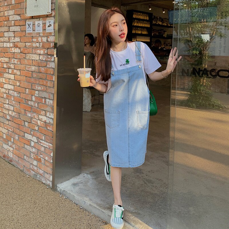 【】小熊T牛仔背带裙套装2293-P115K168单背带裙P85-K138,女装连衣裙,乔安迪