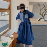 【】超薄牛仔拼接连衣裙22108-P120-K173，女装连衣裙，乔安迪