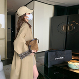 【现货】126-9812-P155K218中长款格子拼接设计风衣，女装风衣，乔安迪