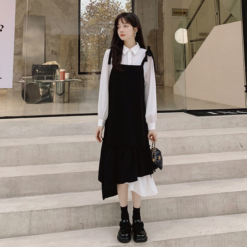 【2022秋季现货】假两件衬衫拼接连衣裙22007-P120-K178+,女装连衣裙,乔安迪