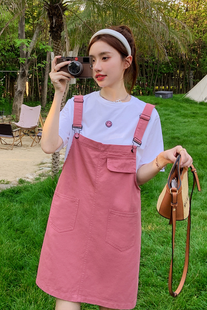 【】笑脸刺绣背带裙套装2292-P115-K168单裙P85-K138,女装套装/套裙,乔安迪