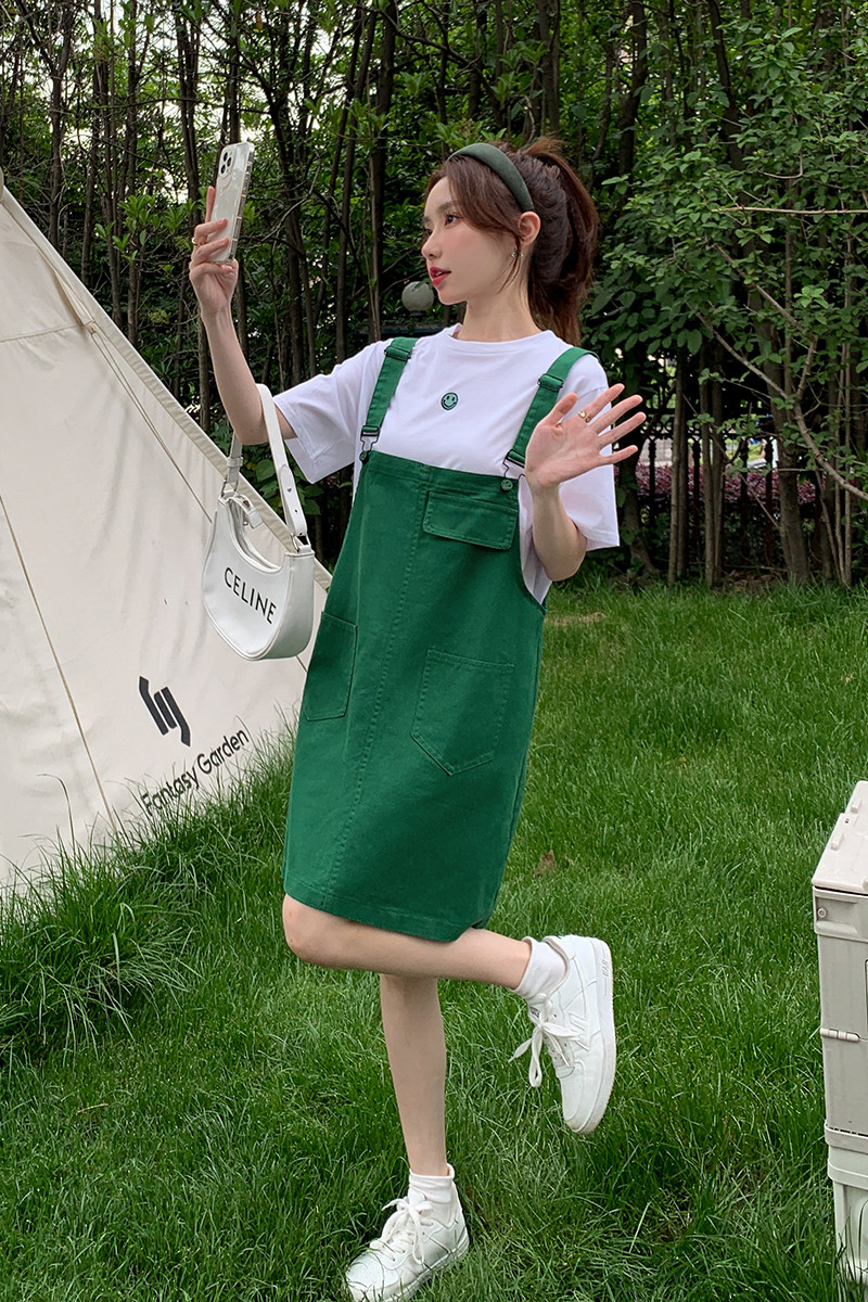 【】笑脸刺绣背带裙套装2292-P115-K168单裙P85-K138,女装连衣裙,乔安迪