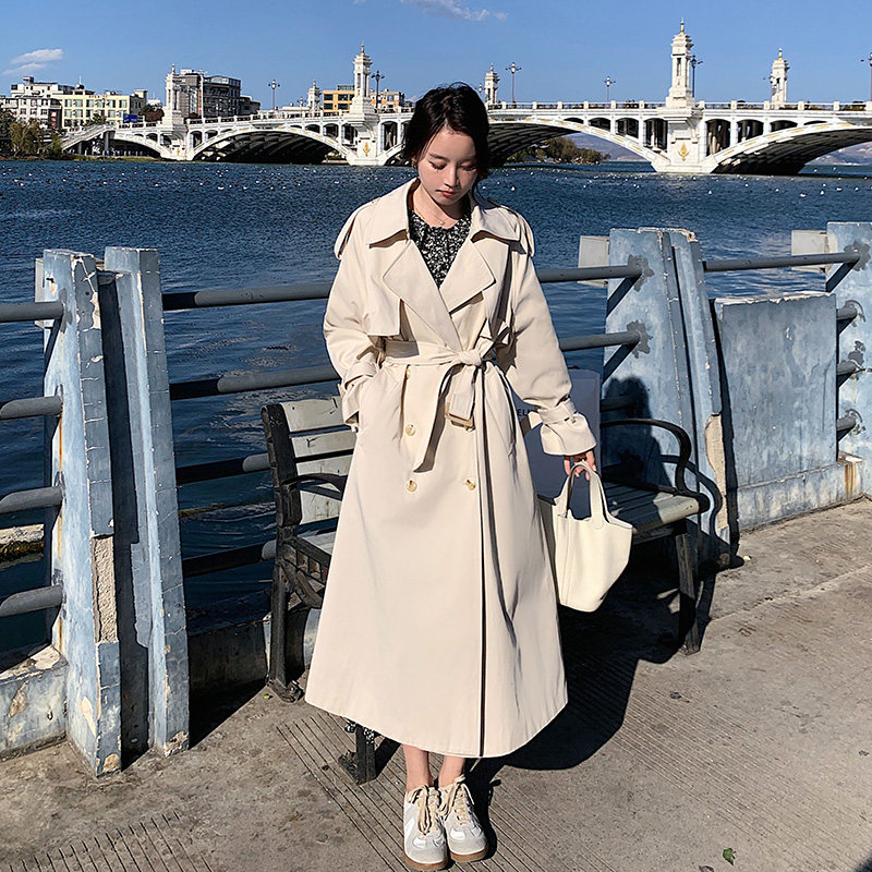 高级感超好看米白色风衣外套女春秋中长款2025年新款流行英伦大衣,女装风衣,乔安迪