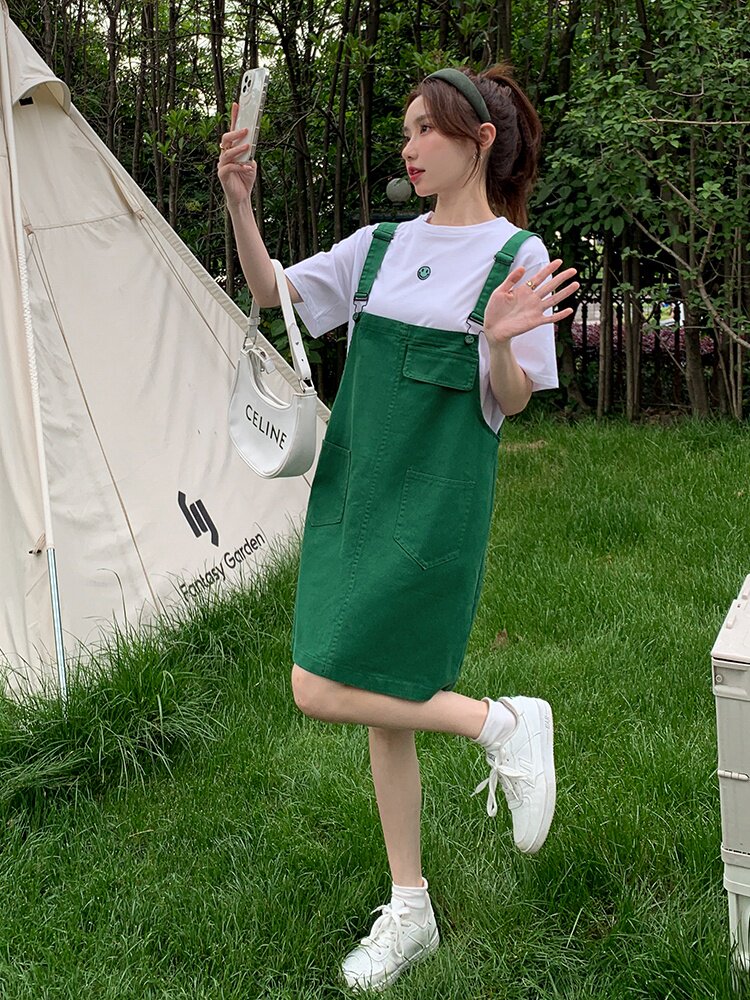 【】笑脸刺绣背带裙套装2292-P115-K168单裙P85-K138,女装套装/套裙,乔安迪