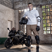 越野防摔护腿防风 备四季 赛羽摩托车护膝夏季 机车骑士护具男骑行装