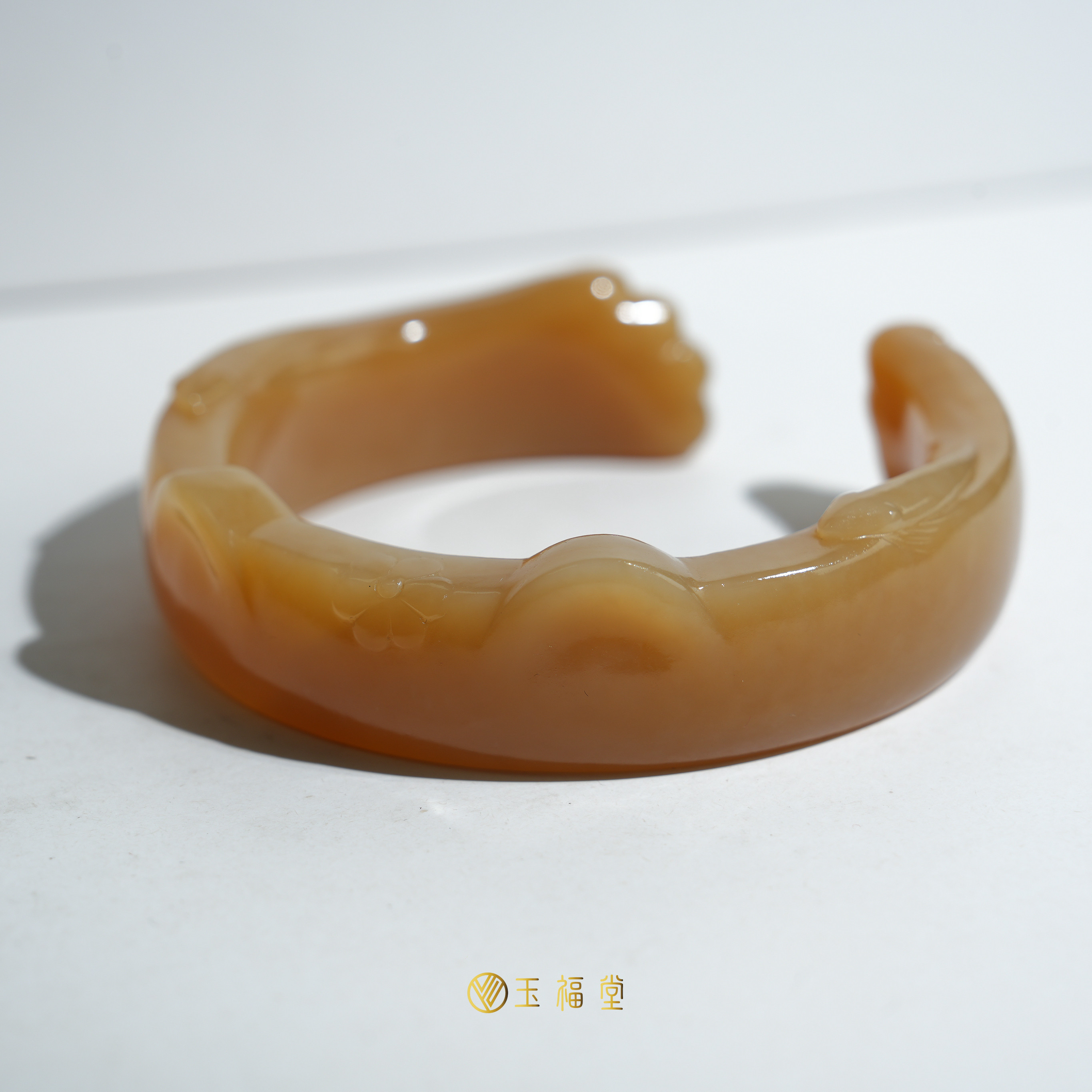 玉福堂 | 新疆和田玉且末满糖玉手镯 | 猫爪镯 59mm