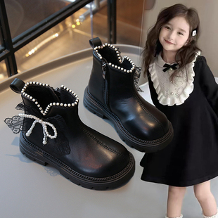 女童靴子儿童马丁短靴2025秋冬季新款棉靴小公主加绒宝宝女孩皮靴