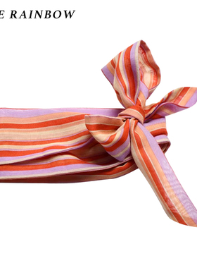 Glee rainbow橘红浅紫缤纷条纹活泼造型长丝巾