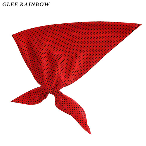 Glee rainbow超正时髦红色黑波点真丝超薄百搭方巾头巾